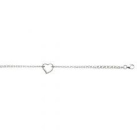 14kt  WHITE GOLD ANKLET 1 STATIN OPEN HEART 10IN 14W