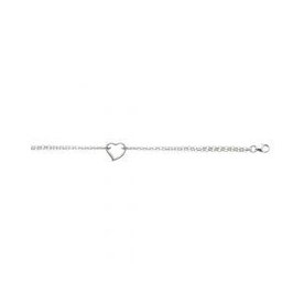 14kt  WHITE GOLD ANKLET 1 STATIN OPEN HEART 10IN 14W