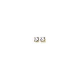 14K Yellow Gold 6mm Round CZ Stud Earring