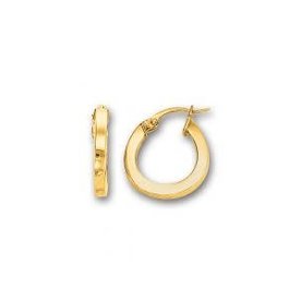 14K Yellow Gold Polished Round Hoop Earrings
