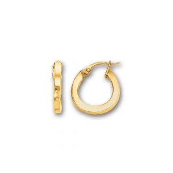14K Yellow Gold Polished Round Hoop Earrings
