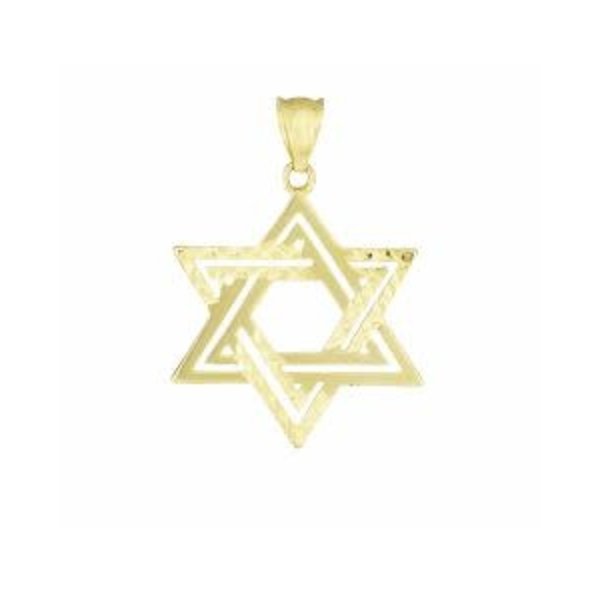 14K Yellow Gold Double Row Star of David