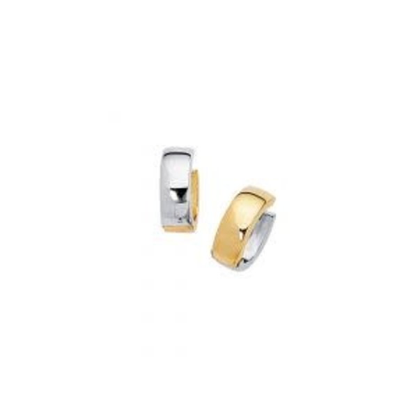 14kt Yellow Gold & White Gold Huggie Earring
