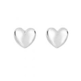 14K White Gold Large Polished Heart Post Earring