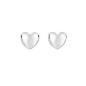 14K White Gold Large Polished Heart Post Earring