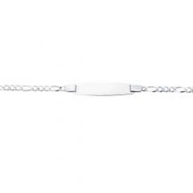 14kt White Gold  Figaro ID Bracelet