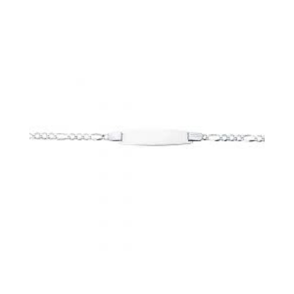 14kt White Gold  Figaro ID Bracelet
