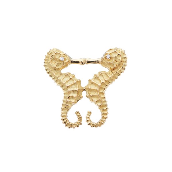 BERMUDA COLLECTION 18kt Yellow Gold Mini Seahorse Kiss Pendant