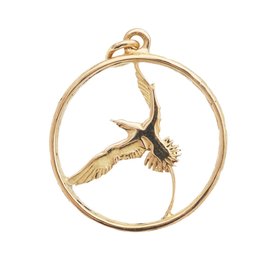 BERMUDA COLLECTION 18K Yellow Gold Longtail In Circle Pendant.