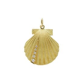 BERMUDA COLLECTION 18kt Yellow Gold .43ct Diamond Large Scallop Pendant