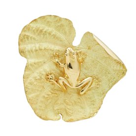 BERMUDA COLLECTION 18K Yellow Gold Tree Frog On Leaf Earrings