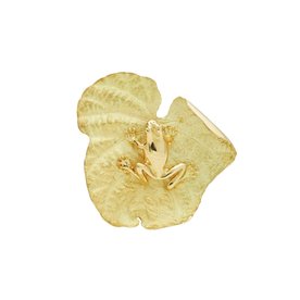 BERMUDA COLLECTION 18K Yellow Gold Tree Frog On Leaf Earrings