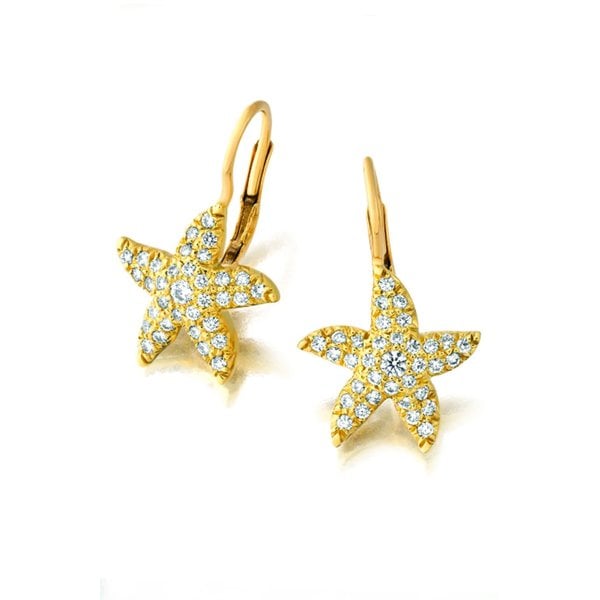 CONTACT STORE FOR AVAILABILITY - 18kt White Gold Pave Diamond Starfish Earrings .51ct