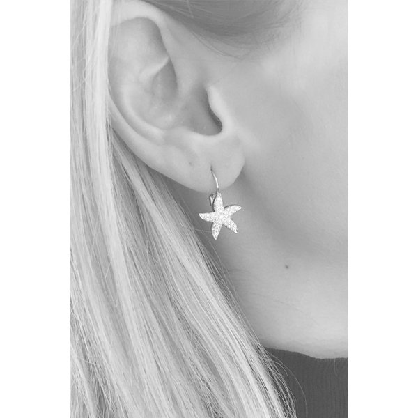 CONTACT STORE FOR AVAILABILITY - 18kt White Gold Pave Diamond Starfish Earrings .51ct