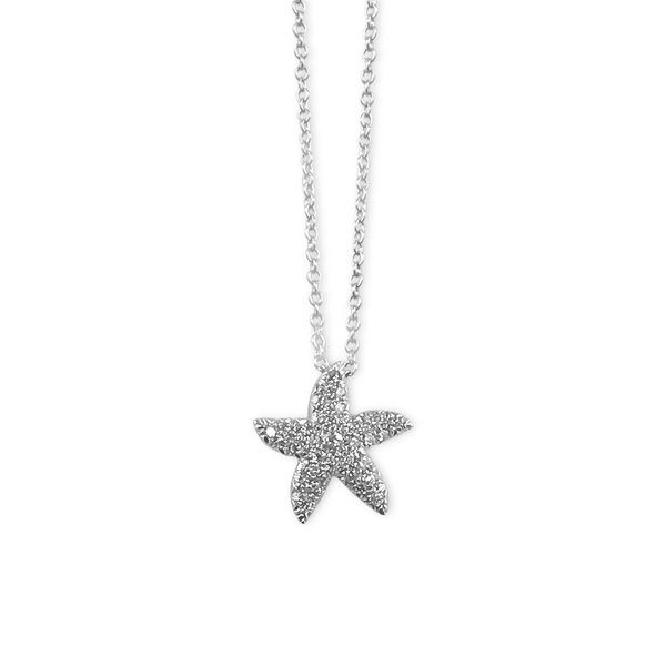 18kt White Gold Pave Diamond Starfish Pendant .25ct