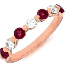 14kt Rose Gold Ruby and Diamond Band