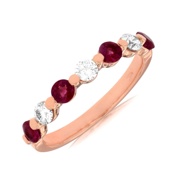 14kt Rose Gold Ruby and Diamond Band