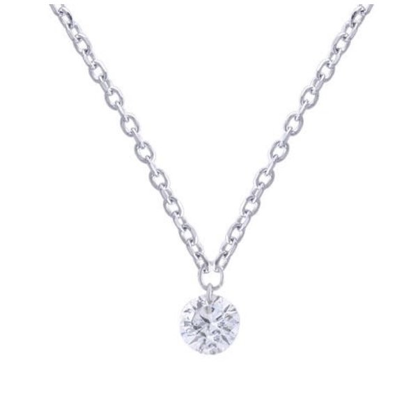 14kt White Gold 0.25ct Bare Diamond Solitaire Pendant  and Chain