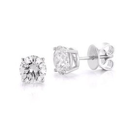 14k White Gold 2ct Diamond Four Prong Stud Earrings