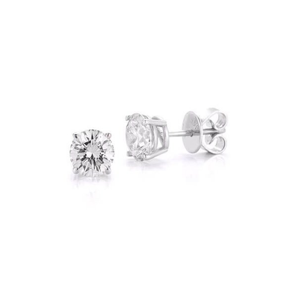 14k White Gold 2ct Diamond Four Prong Stud Earrings