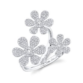 SHY CREATION INC 14kt White Gold .62ct Diamond Flower Ring