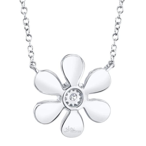 SHY CREATION INC 14K White Gold 0.24C Diamond Flower Necklace