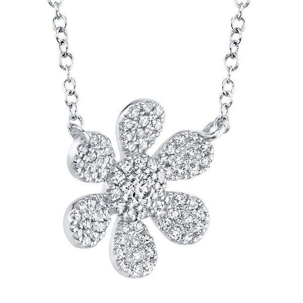 SHY CREATION INC 14K White Gold 0.24C Diamond Flower Necklace