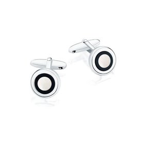 BIRKS Mother of Pearl & Black Onyx Round Cufflinks