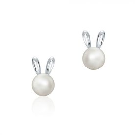 Birks Essentials Freshwater Pearl and Silver Arctic Hare Stud Earrings