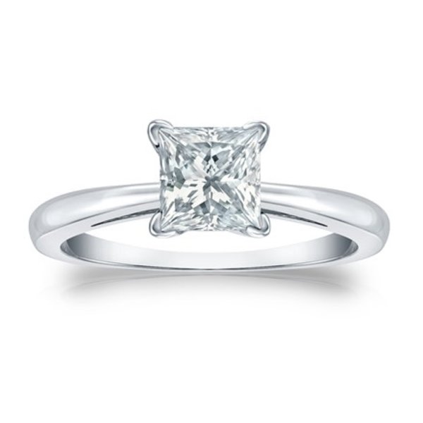 Platinum 1.00ct Diamond Princess Cut Solitaire Ring GIA Certified