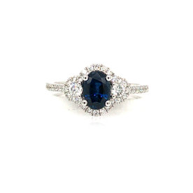 18kt White Gold 1.14ct Sapphire .41ct Diamond Ring