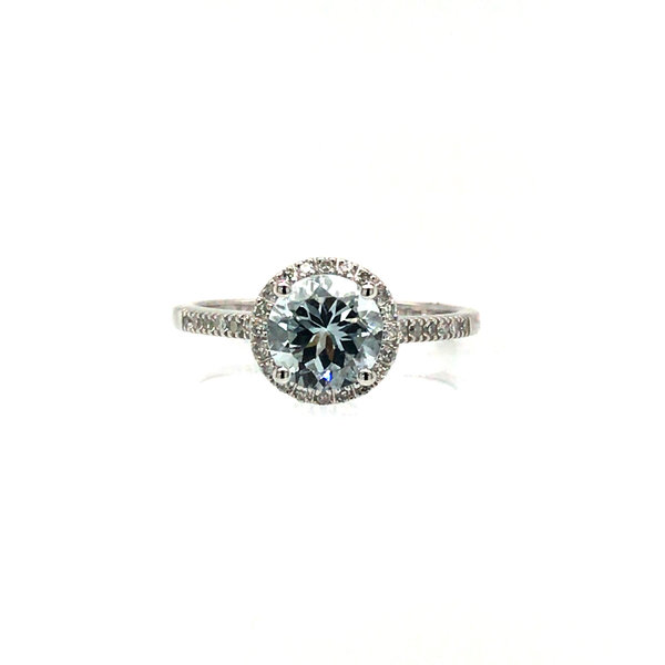 14kt White Gold 1.13ct Aquamarine .12ct Diamond Ring