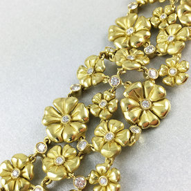 Custom Design-  18kt Yellow Gold 2.46ct Diamond Blossom Bouquet Bracelet