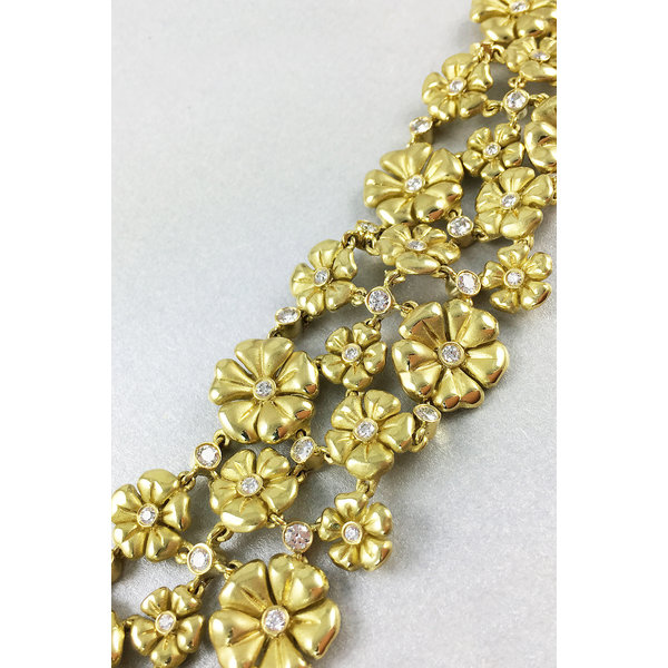 Custom Design  18kt Yellow Gold 2.46ct Diamond Blossom Bouquet Bracelet