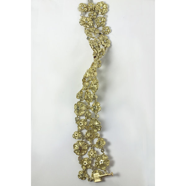 Custom Design  18kt Yellow Gold 2.46ct Diamond Blossom Bouquet Bracelet