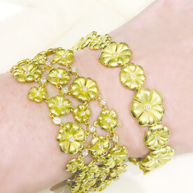 Custom Design-  18kt Yellow Gold 2.46ct Diamond Blossom Bouquet Bracelet