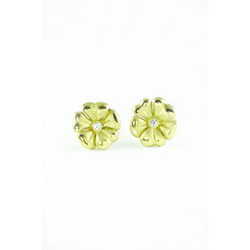 Custom Design - 18kt Yellow Gold .04ct Diamond Blossom Stud Earrings