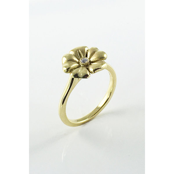 Custom Design - 18kt Yellow Gold .03ct Diamond Blossom Ring