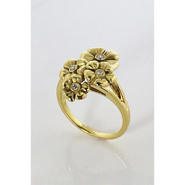 Custom Design - 18kt Yellow Gold .09ct Diamond Blossom Bouquet Ring