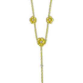 Custom Design - 18kt Yellow Gold .15ct Diamond Blossom Drop Necklace