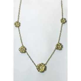 Custom Design - 18kt Yellow Gold .09ct Diamond Five Blossom Necklace