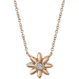 .05ct 14kt Rose Gold Dia Flower Necklace