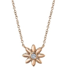 SHY CREATION INC .05ct 14kt Rose Gold Dia Flower Necklace