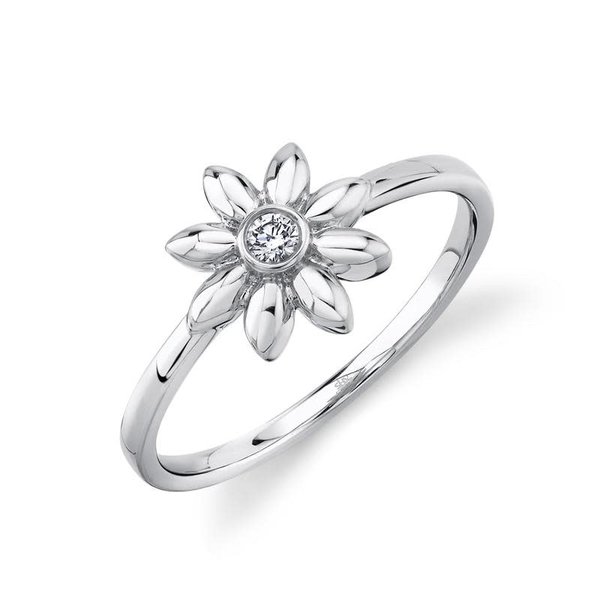 SHY CREATION INC 14K White Gold .05ct Diamond Flower Ring