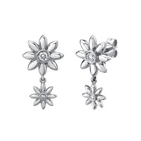 .20ct 14kt White Gold Diamond Flower Earrings