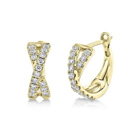 SHY CREATION INC 14K Yellow Gold 0.25C Diamond Huggie Earrings