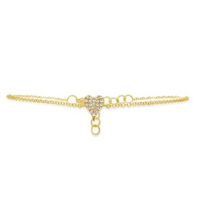 0.05CT 14kt Yellow Gold Diamond Pave Heart Bracelet