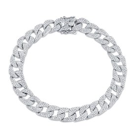 SHY CREATION INC 3.19CT 14kt White Gold Diamond Pave Link Bracelet