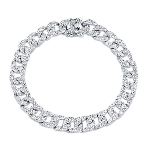 SHY CREATION INC 3.19CT 14kt White Gold Diamond Pave Link Bracelet
