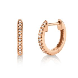 SHY CREATION INC 0.07CT 14kt Rose Gold Diamond Huggie Earrings